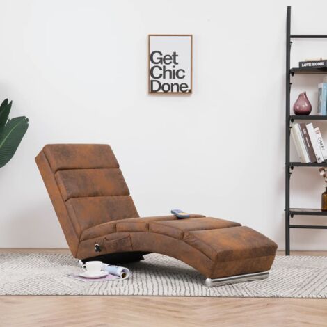 Chaise Longue de Massage Similicuir Daim Meuble de Salon Marron/Gris vidaXL