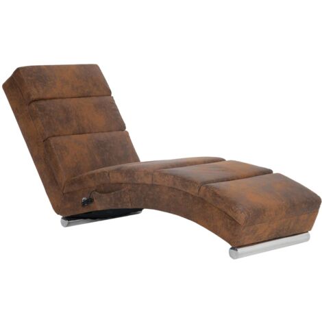 vidaXL Chaise Longue de Massage Similicuir Daim Meuble de Salon Marron/Gris