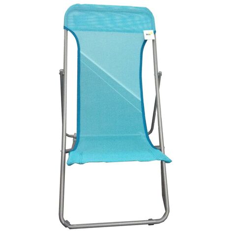 Chaise longue de plage en acier et textilène 450 gr/m² Couleur bleu clair