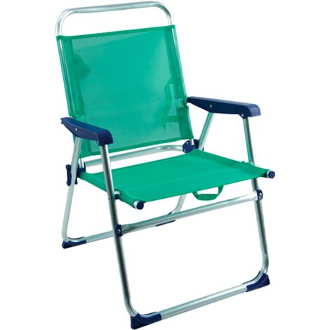 Chaise Longue de Plage en Textilène et Aluminium Transat Relax Repliable  Couleur: Vert ocean