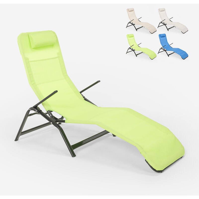 Beach And Garden Design - Chaise longue de plage et de jardin pliante en acier Pasha Luxury Couleur: Vert foncé