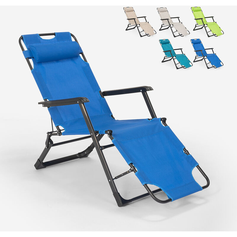Chaise longue pliante de plage multipositions Emily Lux Zero Gravity Couleur: Bleu