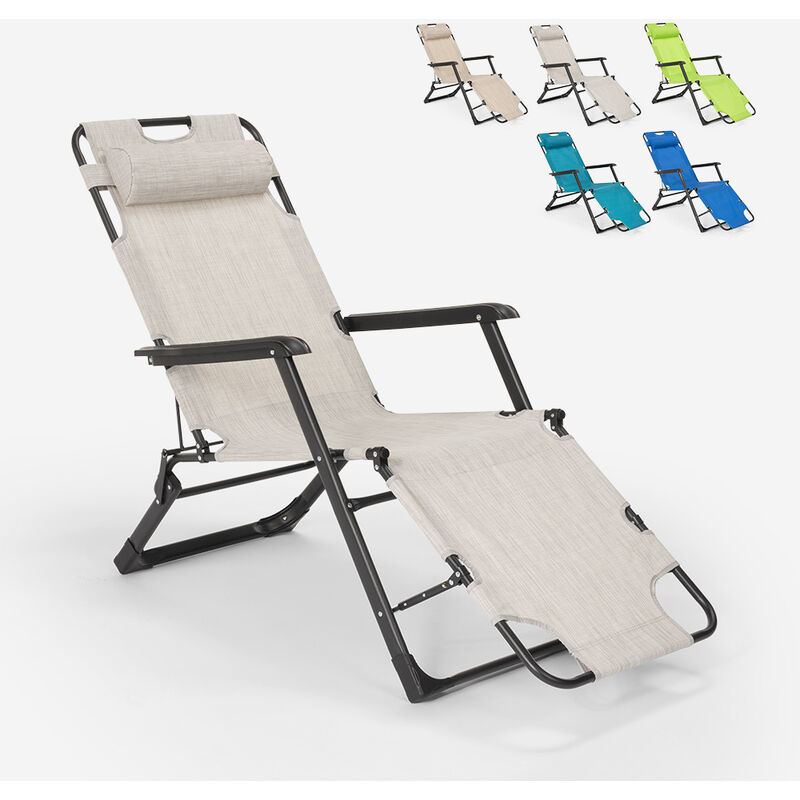 Beach And Garden Design - Chaise longue pliante de plage multipositions Emily Lux Zero Gravity Couleur: Gris
