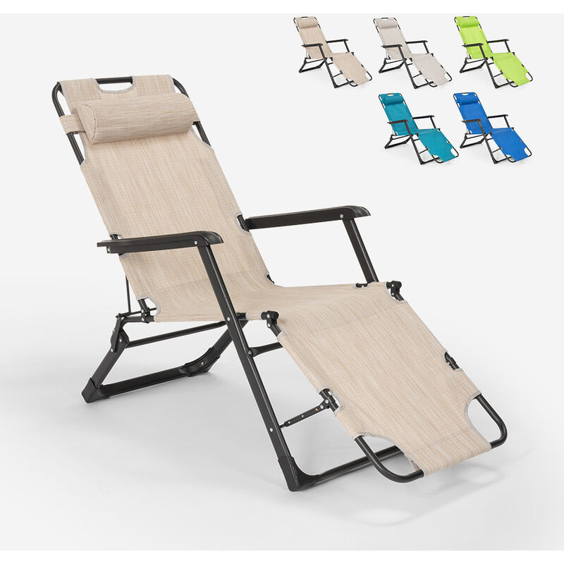 Beach And Garden Design - Chaise longue pliante de plage multipositions Emily Lux Zero Gravity Couleur: Beige