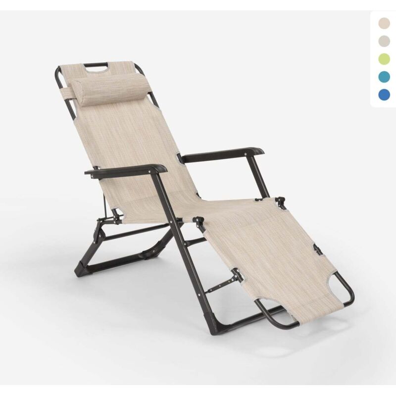 Chaise longue pliante de plage multipositions Emily Lux Zero Gravity - Beige Chaise longue pliante de plage multipositions Emily Lux Zero Gravity - Beige