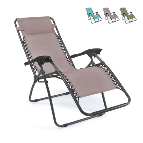 Chaise longue de plage et de jardin pliante multi-positions EMILY Zero Gravity | Beige Juta