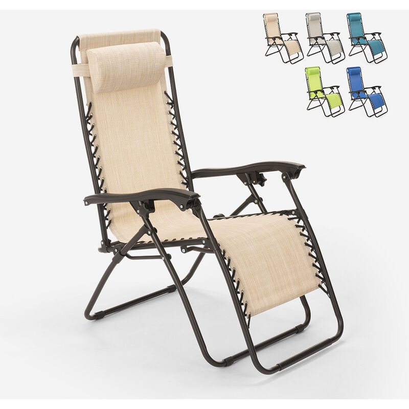 Beach And Garden Design - Chaise longue de plage et jardin pliante multipositions Emily Zero Gravity Couleur: Beige