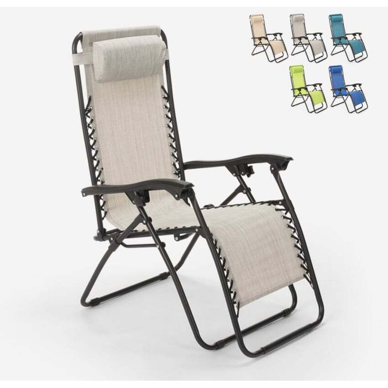 Chaise longue de plage et jardin pliante multipositions Emily Zero Gravity - Gris