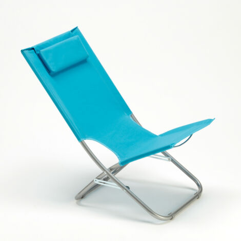 Chaise longue de plage jardin et camping en acier avec coussin Rodeo Lux