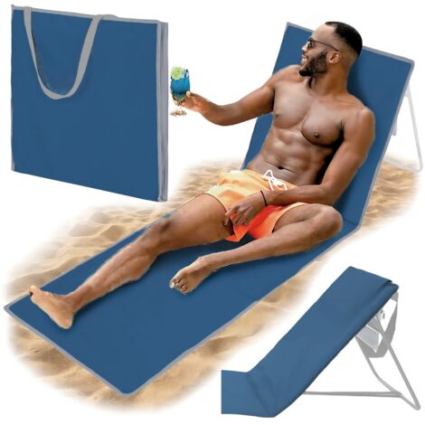 Chaise longue de plage pliable, jardin, touriste, coussin de sac, denim clair