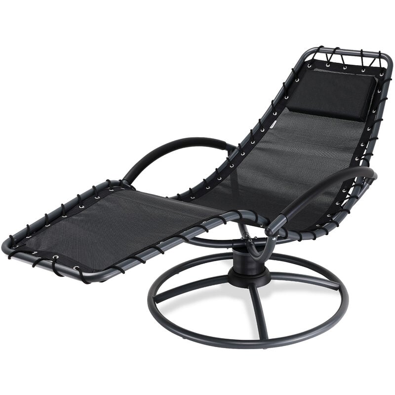 Casaria - Chaise longue de relaxation Eve en acier laqué Fonction bascule Coussin Chaise Fauteuil de jardin à bascule Anthracite