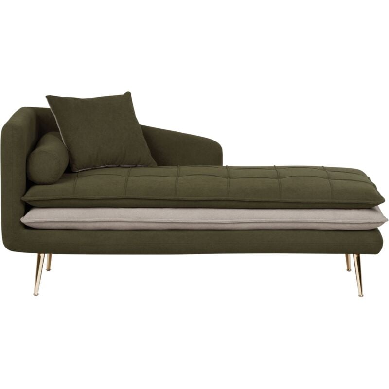 Beliani - Chaise Longue de Salon Côté Gauche en Tissu Rembourré Vert Gonesse