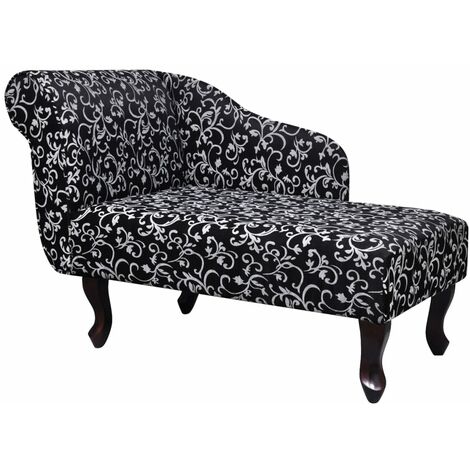 Chaise longue de salon, Méridienne droite, Canapé-lit Noir et blanc Tissu ZSE4925