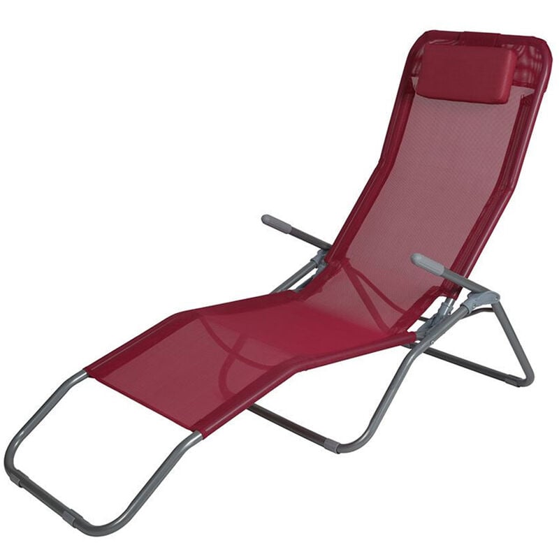 Spetebo - Chaise longue de santé fuchsia avec oreiller