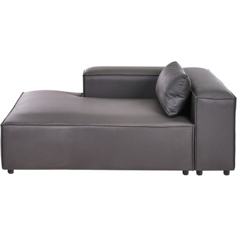 Chaise longue derecha moderna tapizada de tela negra Brande