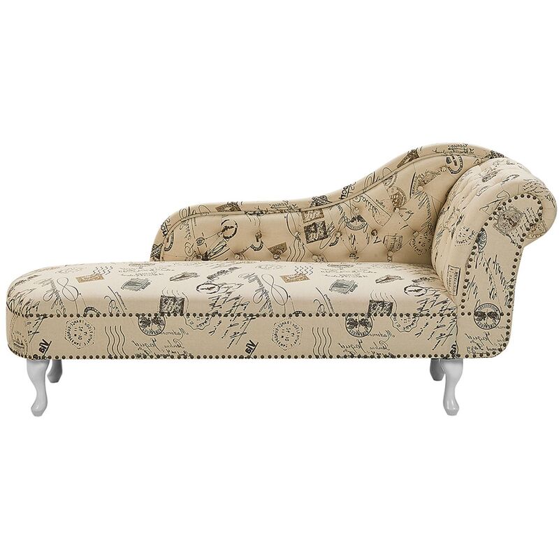 

Chaise longue con estampado impreso beige derecho NIMES