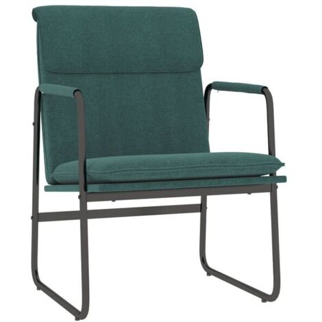 Chaise longue design ergonomique en tissu, couleur vert foncé, dimensions 55 x 64 x 80 cm, pour salon ou espace détente