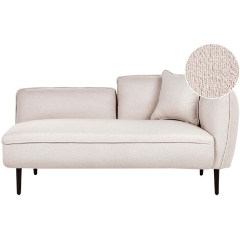 Chaise longue destra in poliestere beige chiaro con cuscino e gambe metallo Chevannes
