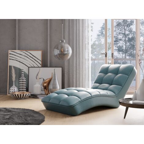 Chaise longue d'intérieur tissu capitonné RIKAL – Confort durable-Bleu canard
