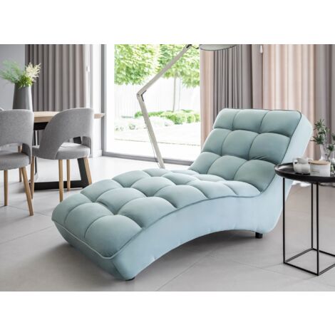 Chaise longue d'intérieur velours capitonné RIKAL – Confort et raffinement-Bleu ciel