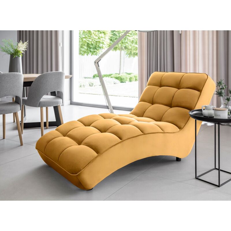 Les Tendances – Chaise longue d'intérieur velours capitonné – Largeur 85 cm – Profondeur 170 cm – Hauteur 85 cm – Confort ergonomique pour détente Les Tendances – Chaise longue d'intérieur velours capitonné – Largeur 85 cm – Profondeur 170 cm – Hauteur 85 cm – Confort ergonomique pour détente