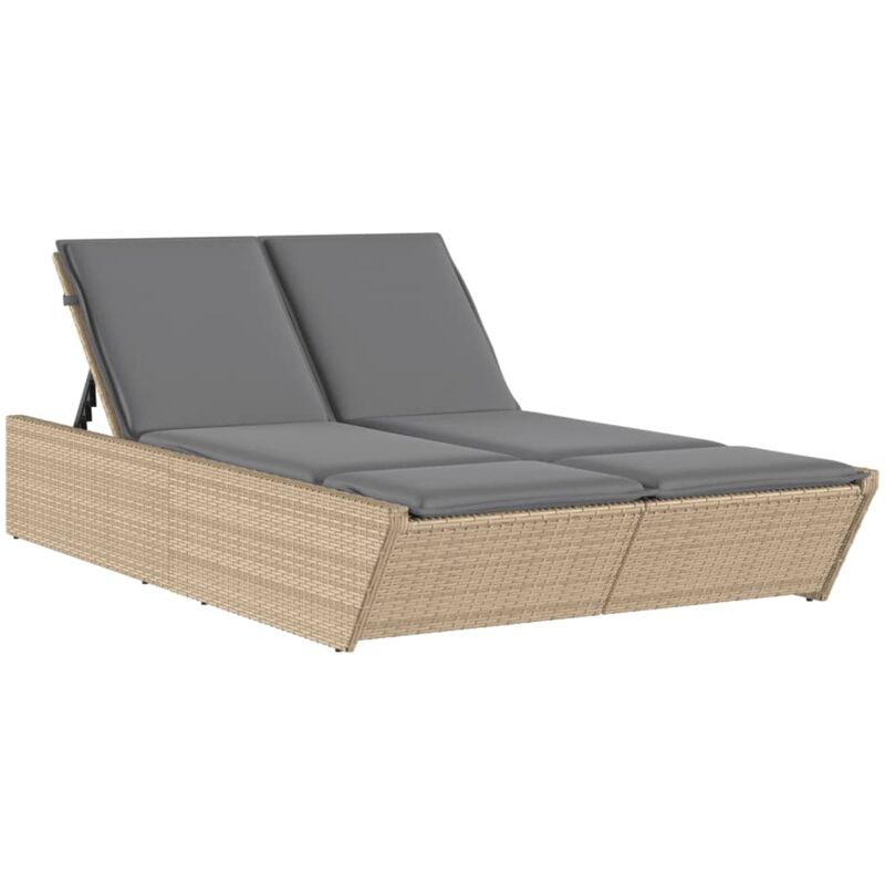 Vidaxl - Chaise longue double avec coussins beige résine tressée