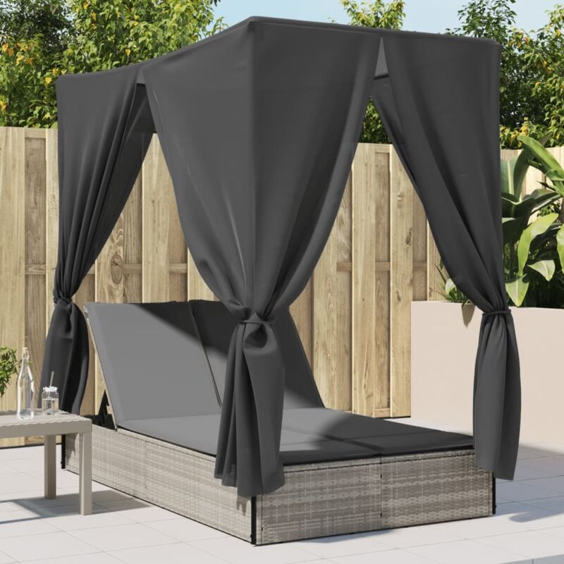 VidaXL - Doppel-sonnenliege poly-rattan, One Size, Grau