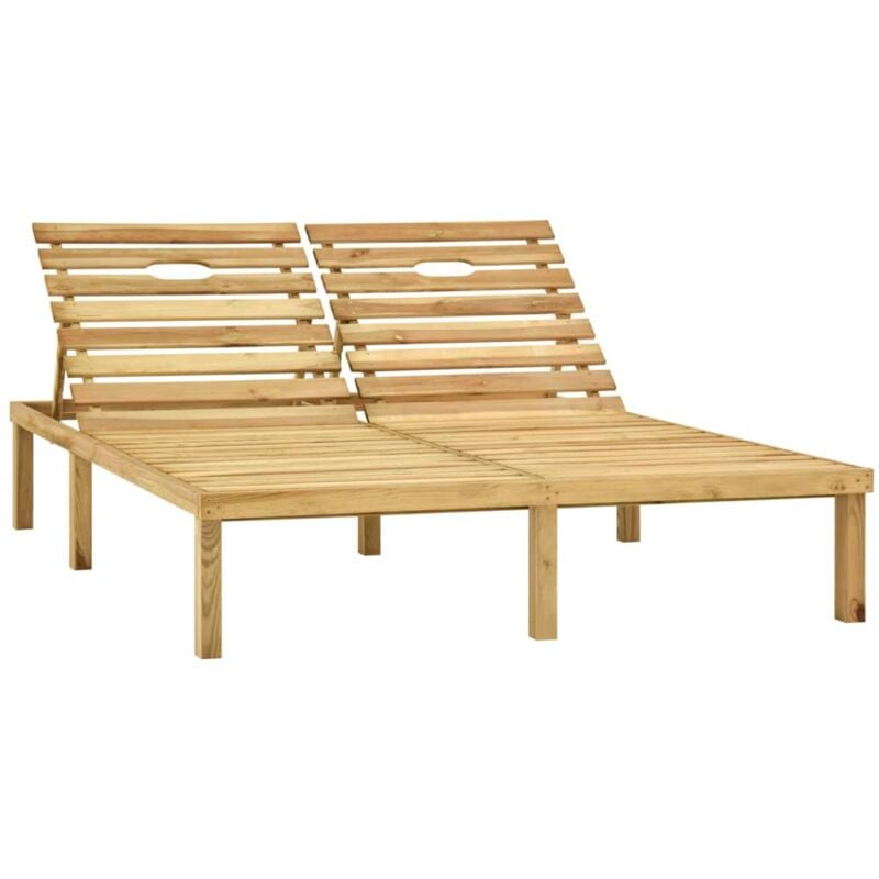 Maisonchic - Chaise longue double Bain de soleil Transat Bois de pin imprégné de vert 29109