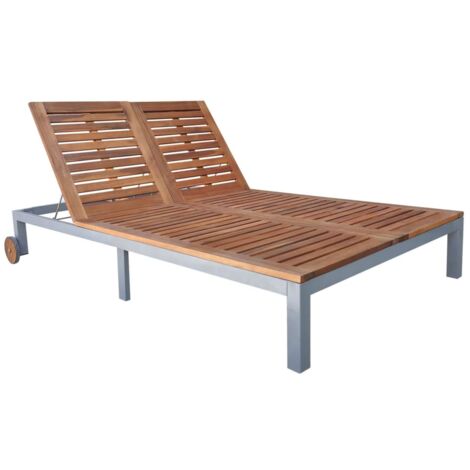 Chaise Longue Bois Acacia Solide Transat Chilienne Jardin Double/Simple vidaXL