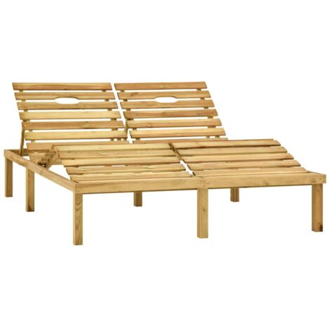 Chaise longue double Bois de pin imprégné de vert   - Brun