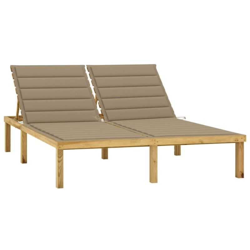 Vidaxl - Chaise longue double et coussins beige Bois de pin imprégné