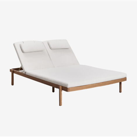 Chaise longue double inclinable en bois d'acacia avec coussin Aderyn SKLUM