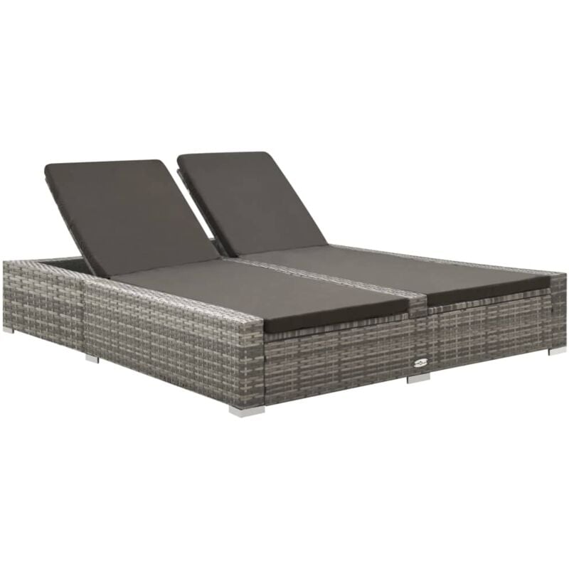Vidaxl - Chaise longue double Résine tressée Gris