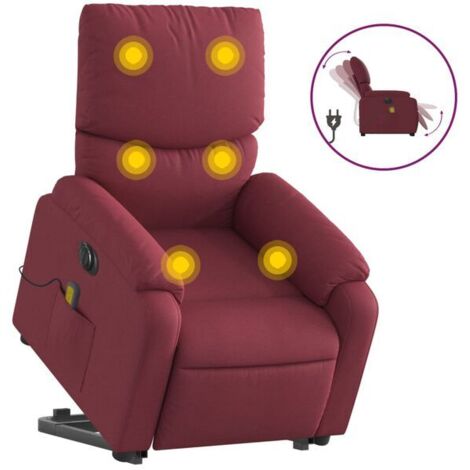 Chaise longue électrique avec fonction de massage – Structure en acier renforcé, dossier inclinable et repose-pieds réglable – Tissu rouge vif, confort ergonomique haut de gamme