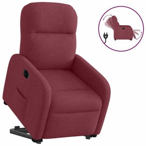 Chaise longue électrique réglable en hauteur, avec dossier inclinable et tissu velours rouge vin – Idéale pour salon, chambre ou espace détente