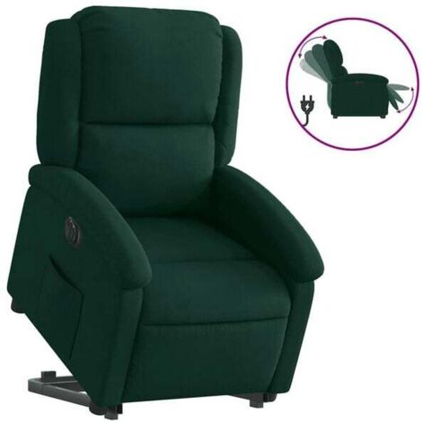 Chaise longue électrique réglable en velours, dossier inclinable et repose-pieds extensible, couleur vert émeraude profond – Confort maximal pour salon ou chambre