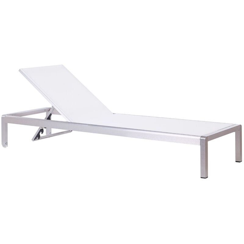 Beliani - Chaise longue en Aluminium Blanc Dossier Réglable en 4 Positions Moderne Fossato
