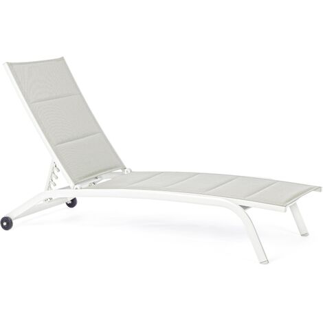 Chaise longue en aluminium blanc et gris Chloé - Lot de 4