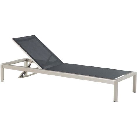 Chaise longue en Aluminium Noir Dossier Réglable en 4 Positions Moderne Fossato
