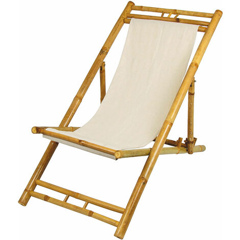 Chaise longue en bambou - Couleur : beige