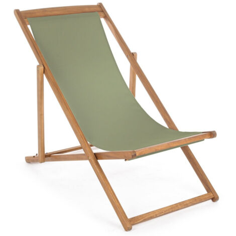 Chaise longue en bois d'acacia vert mousse