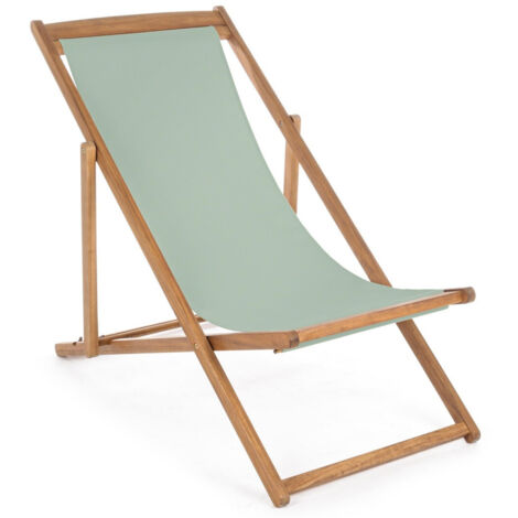 Chaise longue en bois d'acacia vert sauge