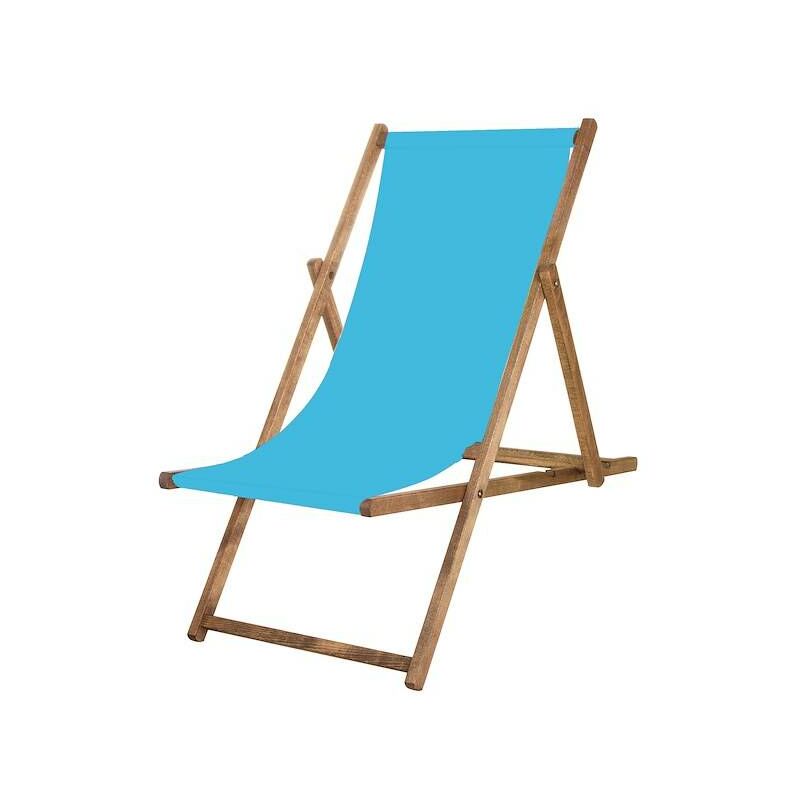 Springos - Chaise longue en bois imprégné avec toile bleue. - blu