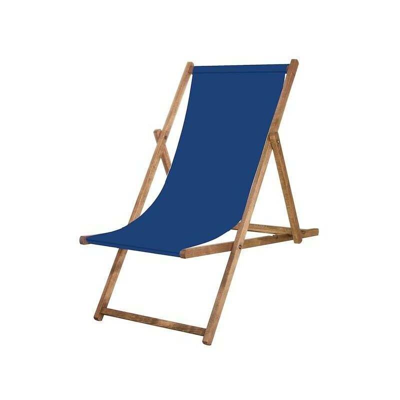 Springos - Chaise longue en bois traité avec une toile grenat. - blu navy