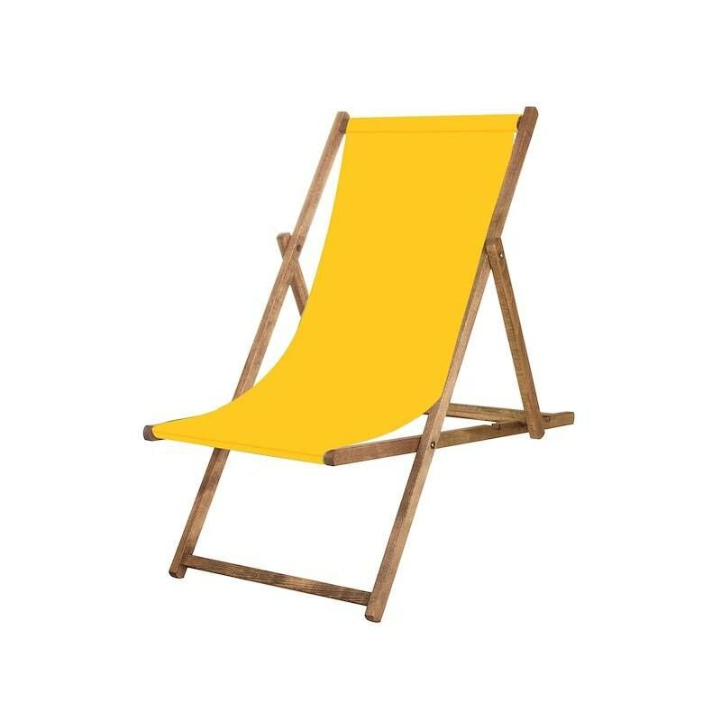 Springos - Chaise longue en bois traité avec une toile jaune. - giallo