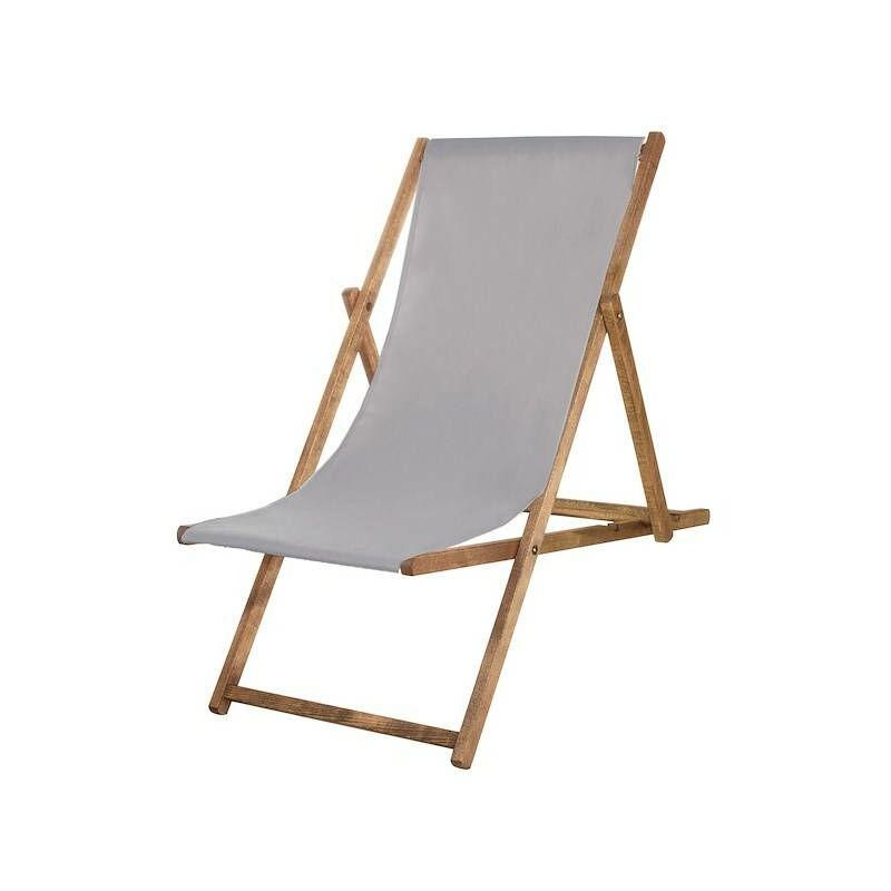 Springos - Chaise longue en bois traitée avec une toile gris cendré - grigio