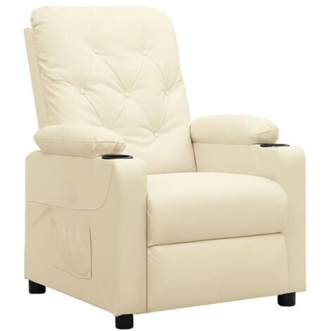 Chaise longue en cuir synthétique beige – Canapé relax moderne avec dossier réglable, idéal pour salon, chambre ou espace détente