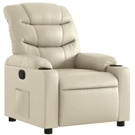 Chaise longue en cuir synthétique beige – Canapé relax moderne avec dossier réglable, idéal pour salon, chambre ou espace détente