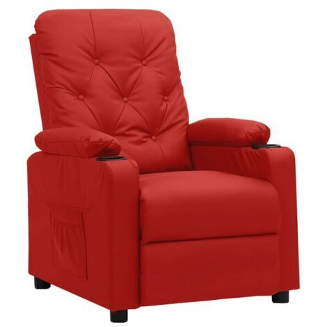 Chaise longue en cuir synthétique bordeaux – Canapé relax réclinable avec repose-pieds, design élégant et confort maximal pour salon ou chambre