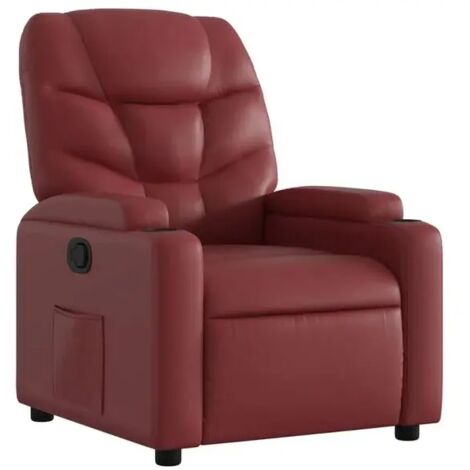 Chaise longue en cuir synthétique bordeaux – Canapé relax réclinable avec repose-pieds, design élégant pour salon ou chambre